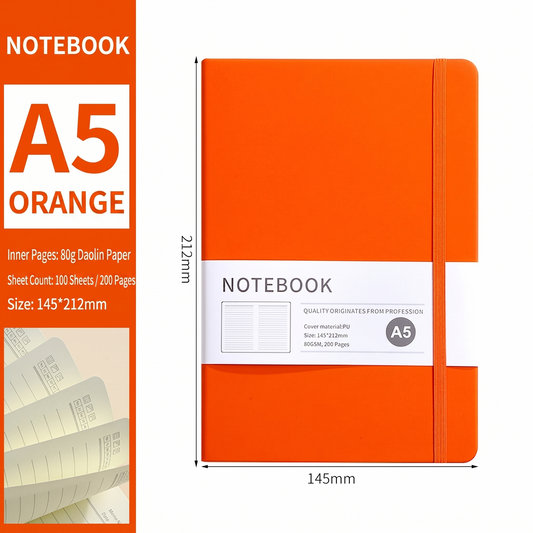 A5 Leather Notebook with Elastic Band