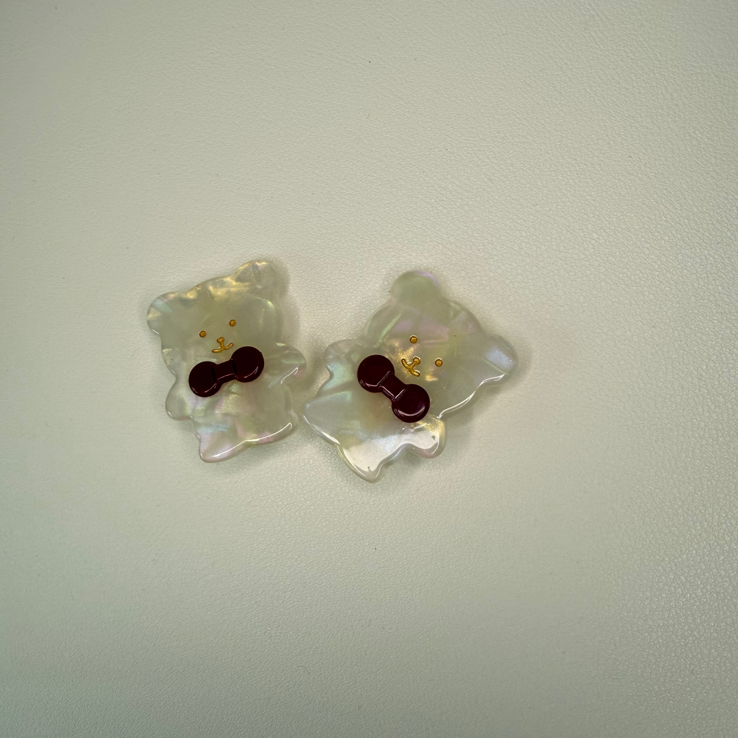 Bear Hair Clip with Red Bow